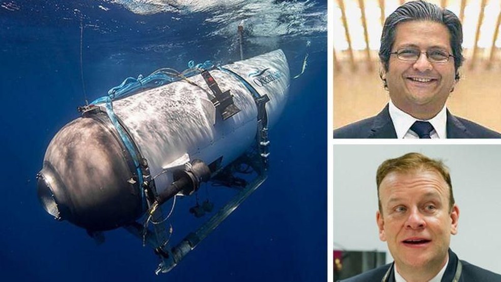 Imagem do veículo submersível, de Hamish Harding e Shahzada Dawood — Foto: VIA BBC