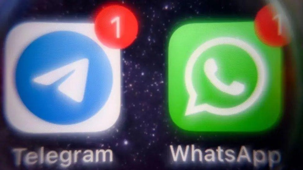 Telegram e WhatsApp têm milhões de usuários na Rússia — Foto: BBC News fonte