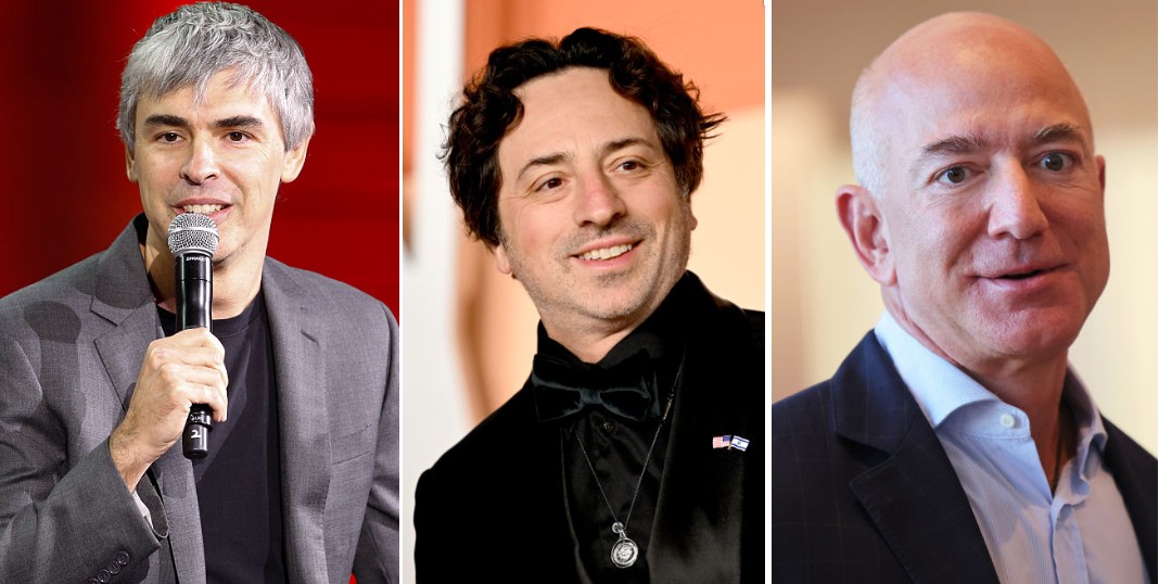 Com IA em alta, Larry Page, Sergey Brin e Jeff Bezos se aproximam do clube dos US$ 300 bilhões