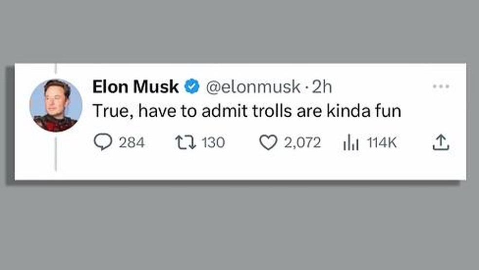 Elon Musk postou uma série de tuítes em reposta a investigação da BBC, o que gerou uma onda de mensagens de ódio contra repórter — Foto: REPRODUÇÃO TWITTER/VIA BBC