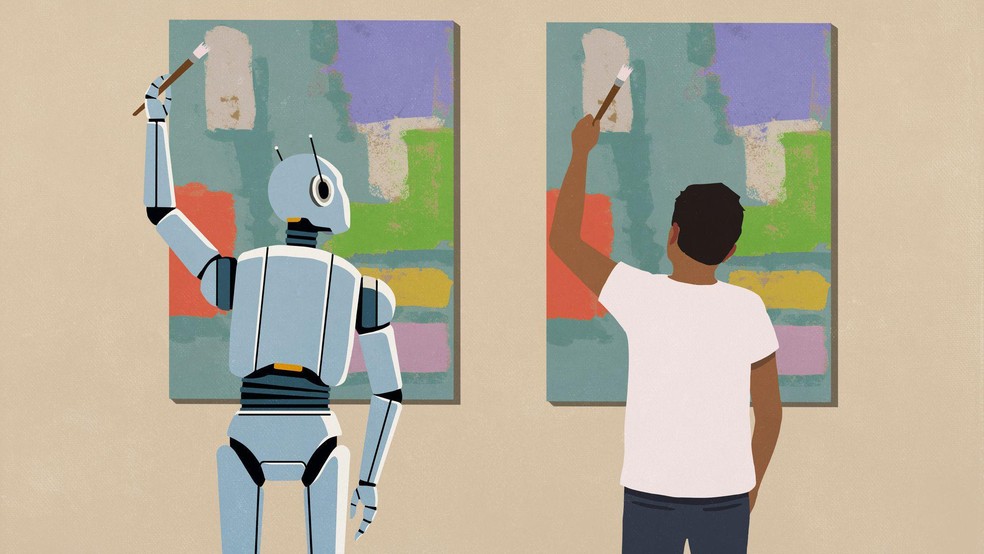 Alguns argumentam que as máquinas podem passar no Teste de Turing simplesmente imitando humanos, e não por meio de inteligência real — Foto: BBC News fonte