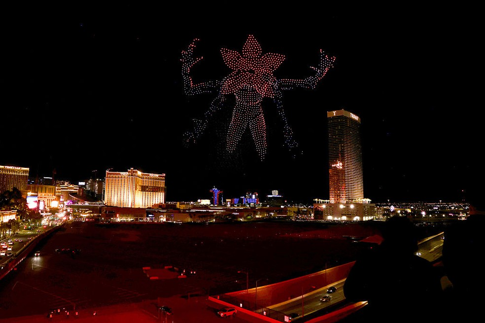 Show de drones de Stranger Things, em Las Vegas — Foto: Greg Doherty/Getty Images for Netflix