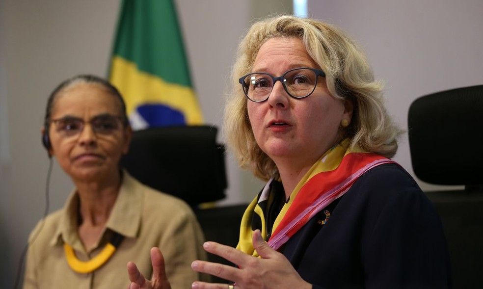 Ministra da Cooperação Econômica e do Desenvolvimento da Alemanha, Svenja Schulze, anunciou a liberação de cerca de 200 milhões de euros a serem empenhados em ações ambientais no Brasil — Foto: Agência Brasil