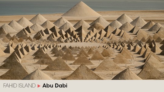 Instalação no meio do deserto une arte e natureza em mandala feita de pirâmides de areia