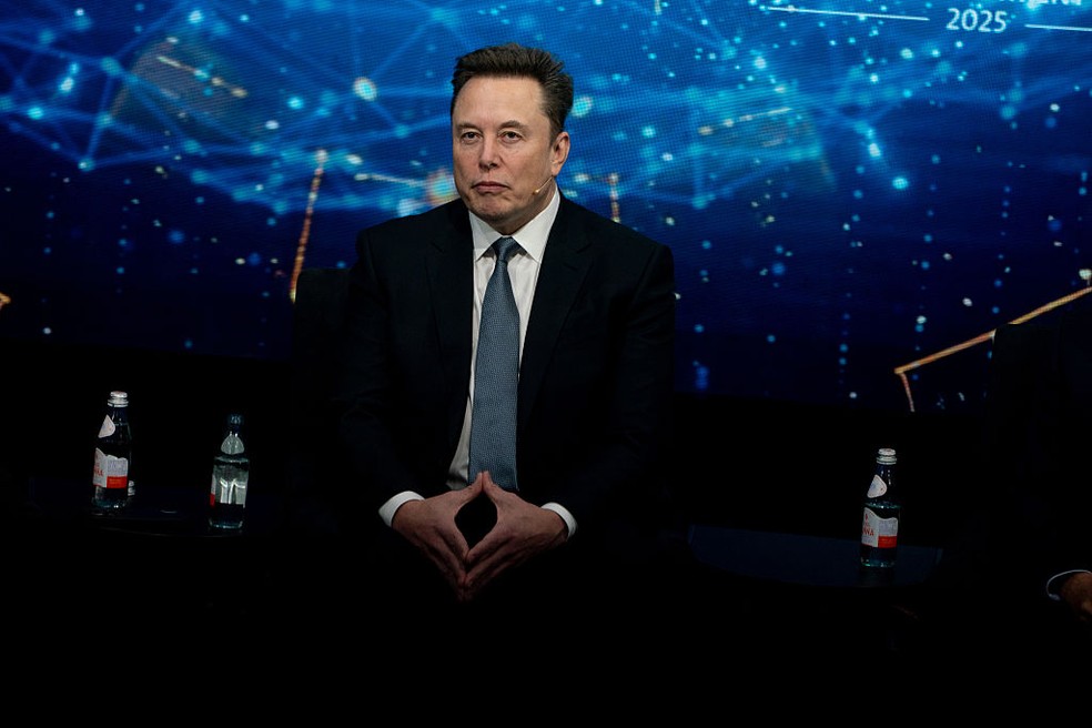 Elon Musk durante Fórum de Investimento Estados Unidos-Arábia Saudita, no Kennedy Center, em Washington, em novembro de 2025 — Foto: Stefani Reynolds/Bloomberg via Getty Images