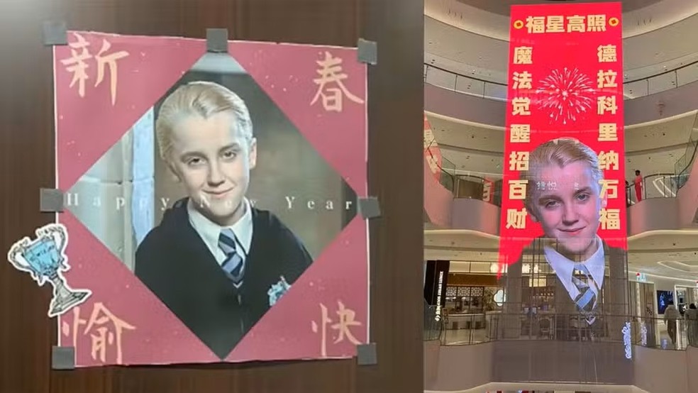 A imagem de Draco Malfoy foi associada ao Ano do Cavalo na China — Foto: Reprodução/Redes sociais