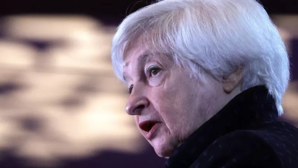 Secretária do Tesouro dos EUA, Janet Yellen, descarta opção de cunhar moeda de US$ 1 trilhão — Foto: Getty Imagens via BBC News