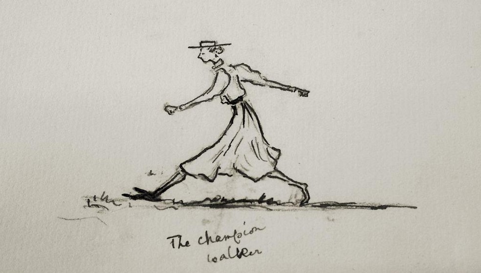 Um autorretrato de Eglantyne Jebb intitulado "A Caminhante Campeã" — Foto: BBC News fonte