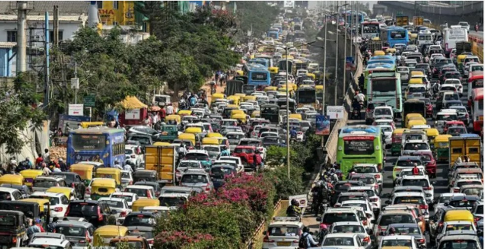 A cidade de Bengaluru é famosa pelos engarrafamentos — Foto: AFP via Getty Images/BBC News