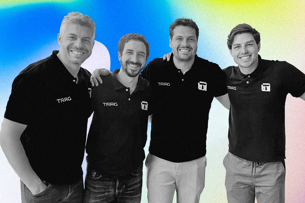 Rodrigo Gandra, Adriano Bacha, Leonardo Maia e Luis Ricci Maia, co-fundadores da TRAG — Foto: Divulgação/Arte Época NEGÓCIOS