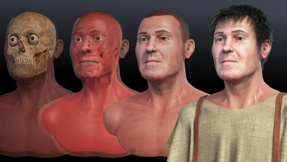 Reconstituição facial de São Valentim, realizada pelo designer brasileiro Cícero Moraes — Foto: BBC News fonte