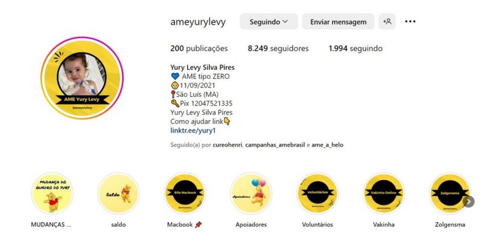 O perfil de Yuri no Instagram tem pouco mais de 8 mil seguidores — Foto: Divulgação/Redes Sociais