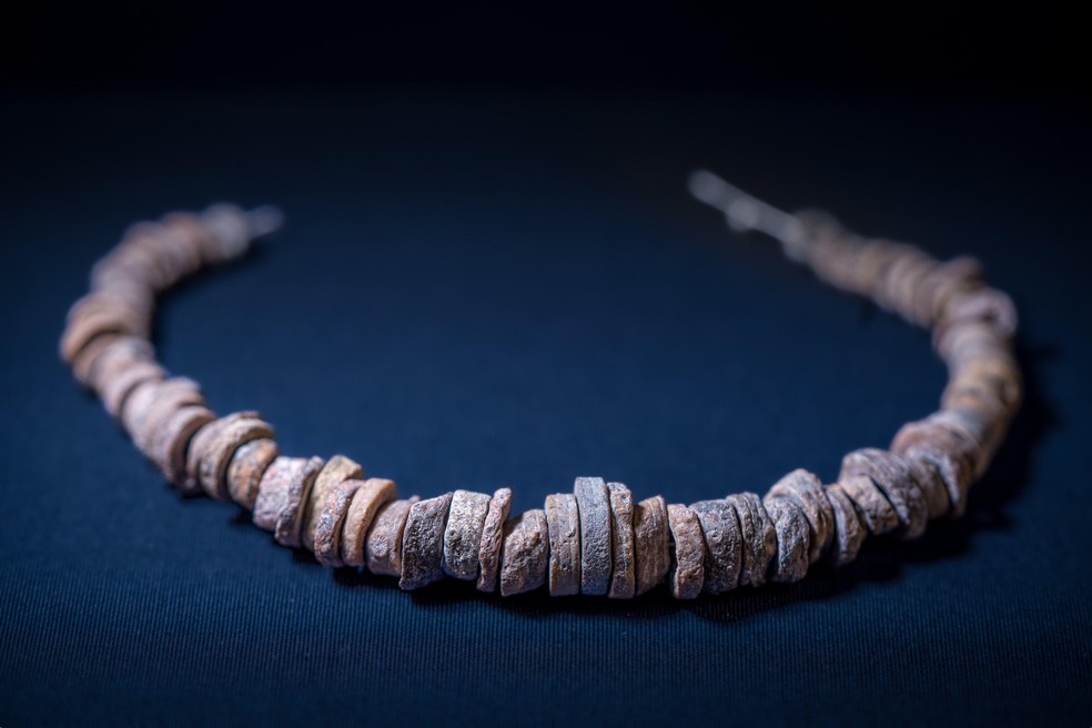 Clark estava à procura de pequenos fragmentos fossilizados do caule de crinoides, historicamente usados ​​para fazer colares na região — Foto: BBC News fonte