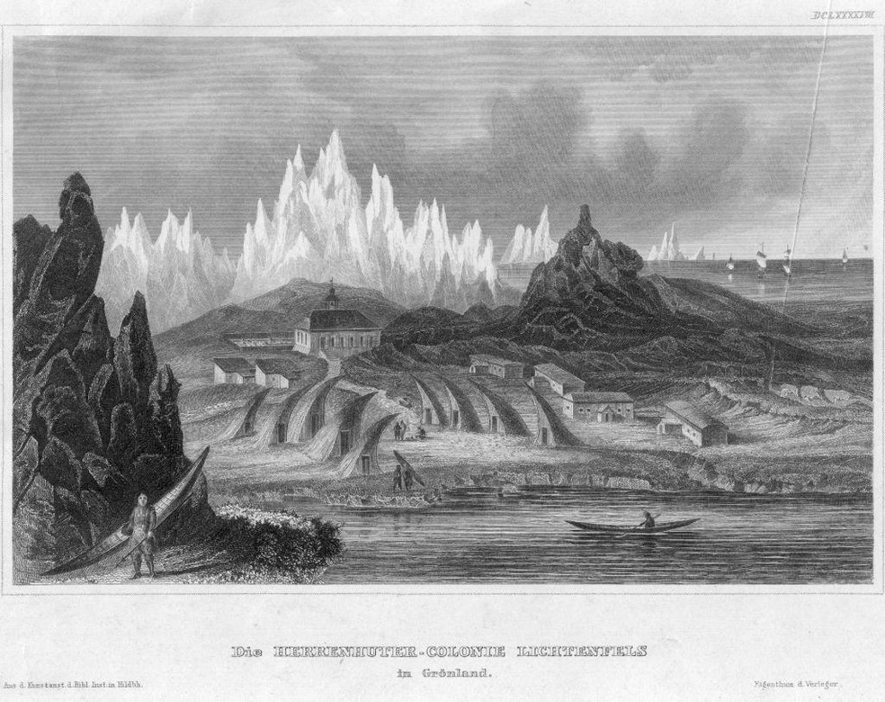 Imagem de cerca de 1700 de uma colônia na Groenlândia — Foto: BBC News fonte