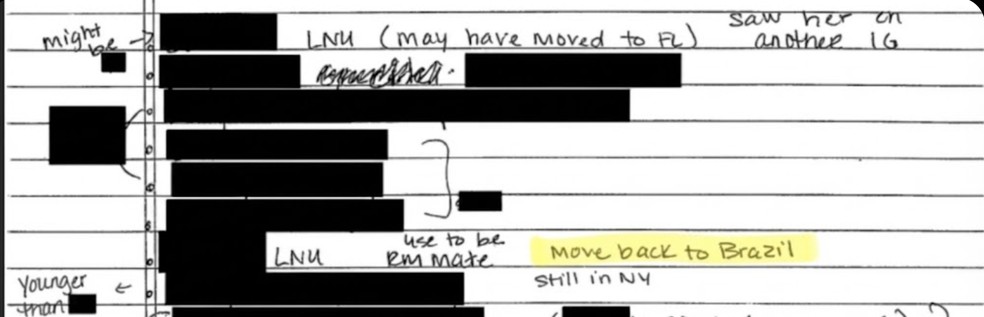 Trecho de documento em que é narrado 'retorno ao Brasil' — Foto: BBC News fonte