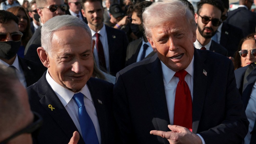 Benjamin Netanyahu chamou Trump de 'o maior amigo' que Israel já teve na Casa Branca — Foto: BBC News fonte