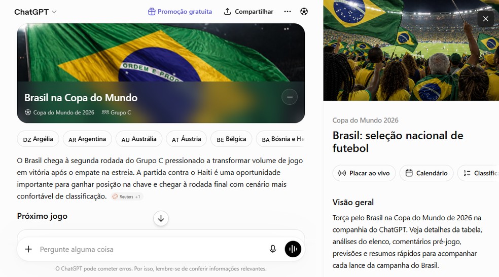 OpenAI lança recurso especial no ChatGPT para a Copa do Mundo