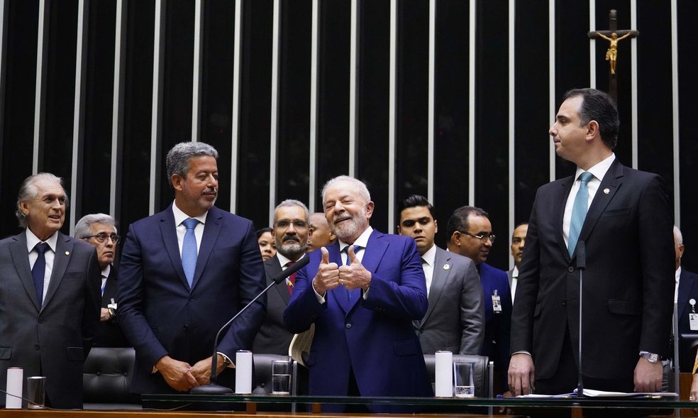 Lula discursou no Congresso Nacional após a posse — Foto: Pablo Valadares/Agência Brasil