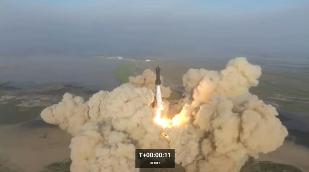 Lançamento da Starship ocorreu nesta quinta-feira (20) — Foto: Reprodução/YouTube SpaceX