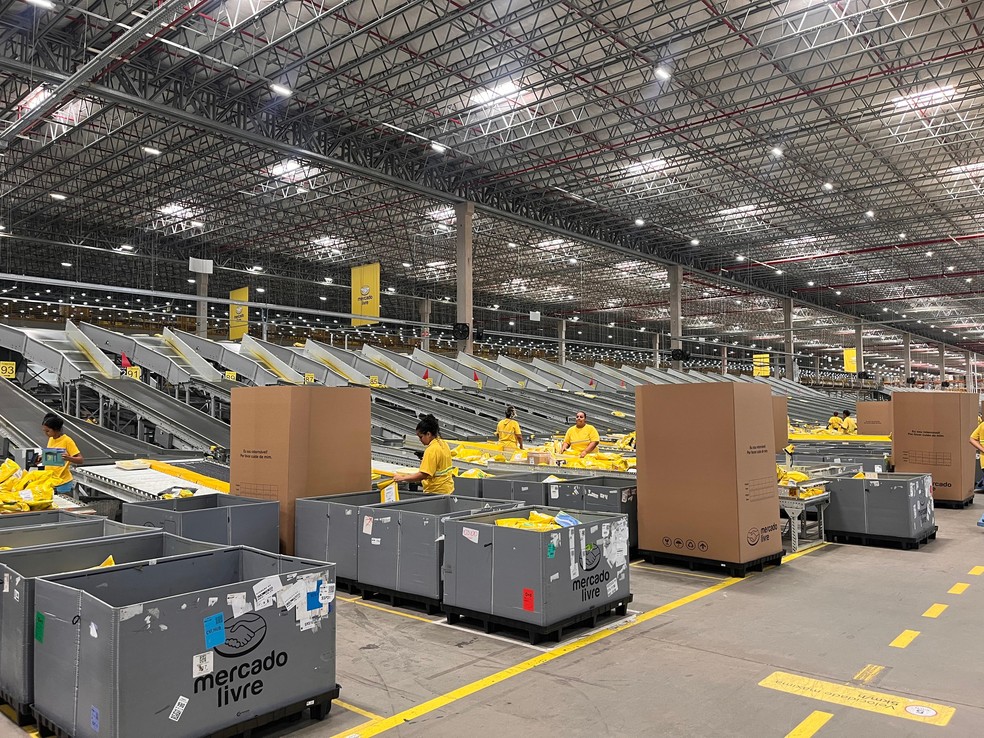 Centro de distribuição do Mercado Livre em Cajamar, em São Paulo — Foto: Mariana Letizio