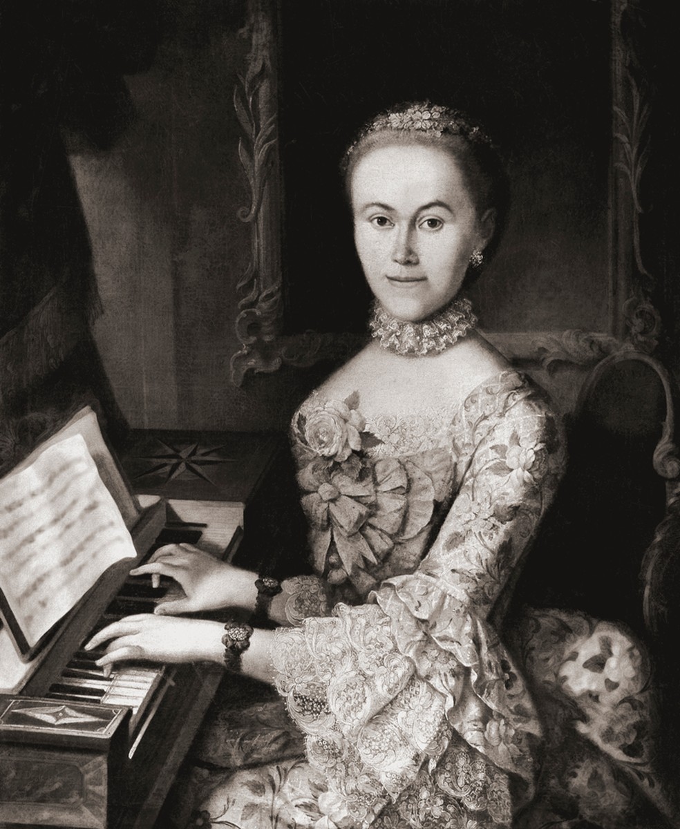 Nannerl nunca desistiu da música. Aqui ela aparece em uma obra de Franz Joseph Degle — Foto: BBC News fonte