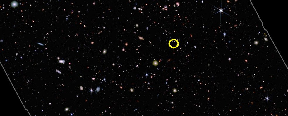 Galáxia mais antiga do universo é descoberta — Foto: Foto: NASA, ESA, CSA, M. Zamani/ESA/Webb/Via Science Alert