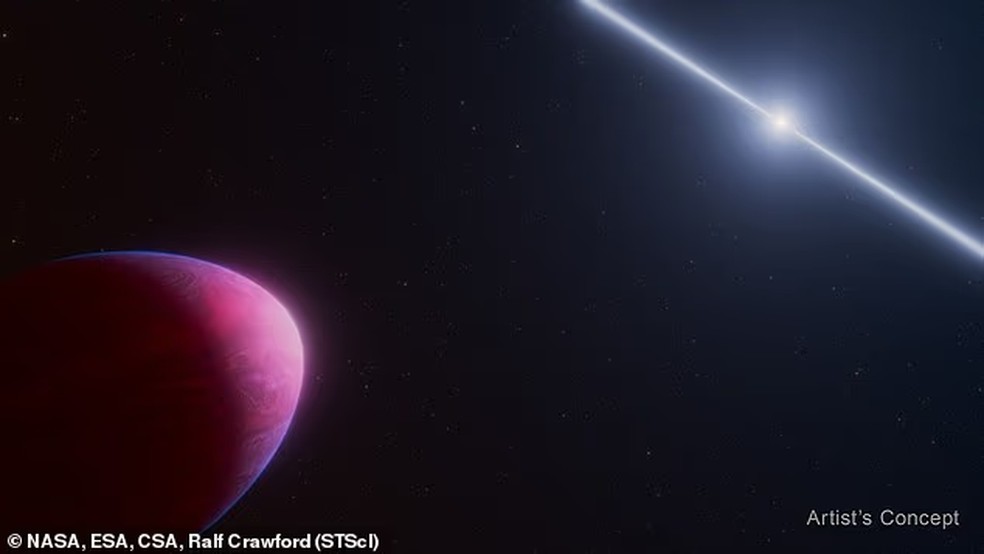 O planeta, denominado PSR J2322–2650b, orbita um tipo de estrela de nêutrons chamada pulsar – o núcleo ultradenso de uma estrela morta que comprime a massa do Sol em algo do tamanho de uma cidade — Foto: Divulgação/Nasa