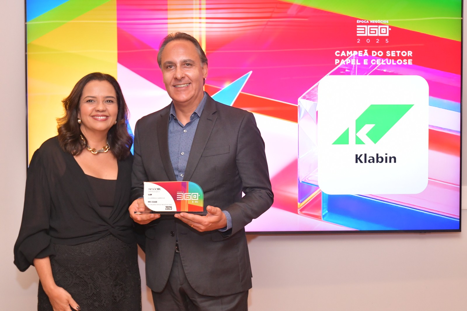 A Klabin, representada por Alexandre Nicolini, diretor do negócio Celulose, se destacou no setor de Papel e Celulose — Foto: Flavio Santana