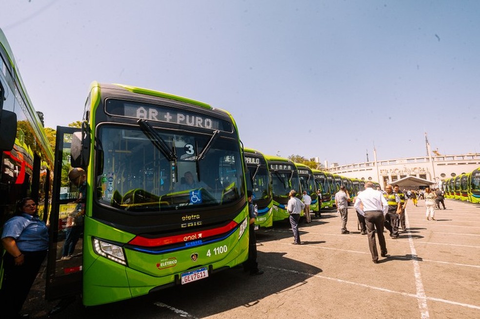 Prefeitura apresenta 50 novos ônibus elétricos — Foto: Divulgação Prefeitura de São Paulo