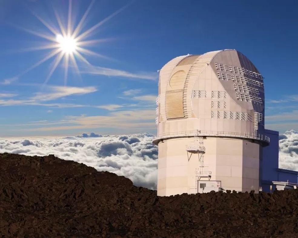 O Telescópio Daniel K. Inouye fica no topo do Monte Haleakalā em Maui, no Havaí — Foto: NSO/AURA/NSF via BBC