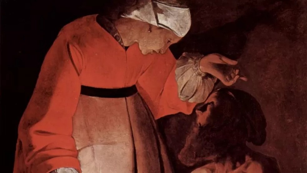 Jó e sua esposa, em imagem do pintor francês Georges de La Tour — Foto: DOMÍNIO PÚBLICO/BBC