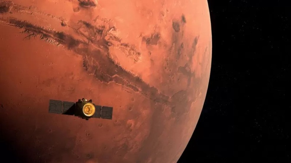 Como Emirados Árabes conseguiram levar sonda a Marte em apenas 7 anos e na 1ª tentativa — Foto: UAESA via BBC