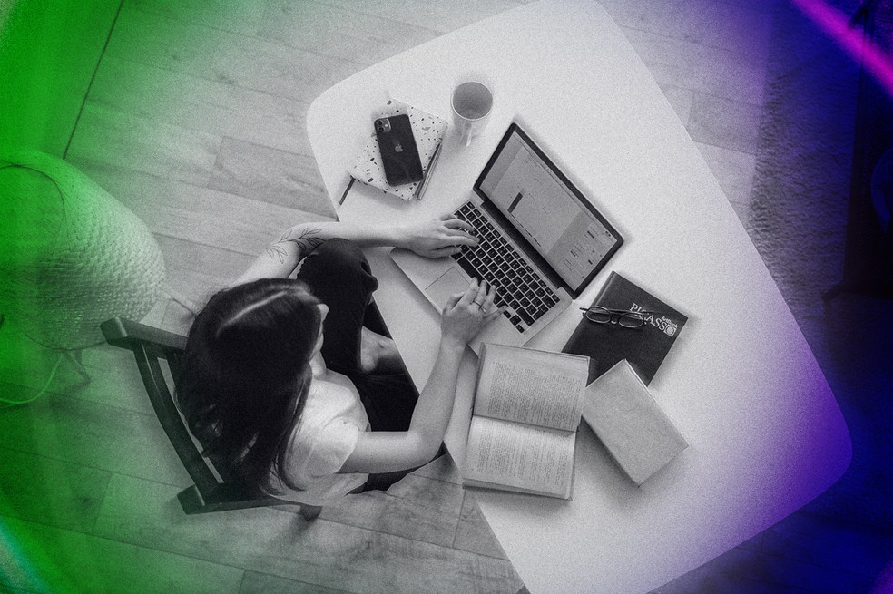 Home office traz mais engajamento, porém, menos bem-estar — Foto: Arte Época NEGÓCIOS/Pexels