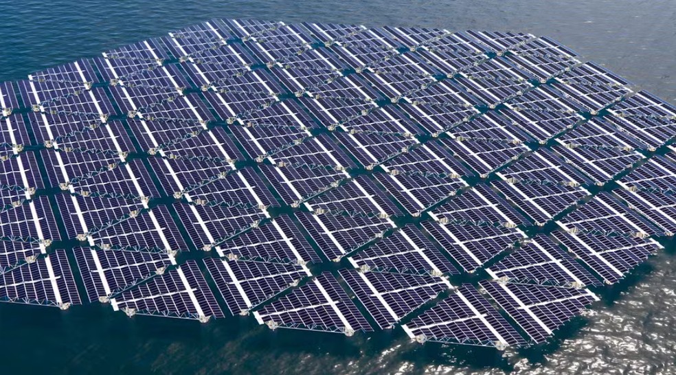 Placas solares - Com escassa área terrestre, a alternativa da Holanda é investir na montagem de usinas de energia no Mar do Norte — Foto: Solarduck/Divulgação