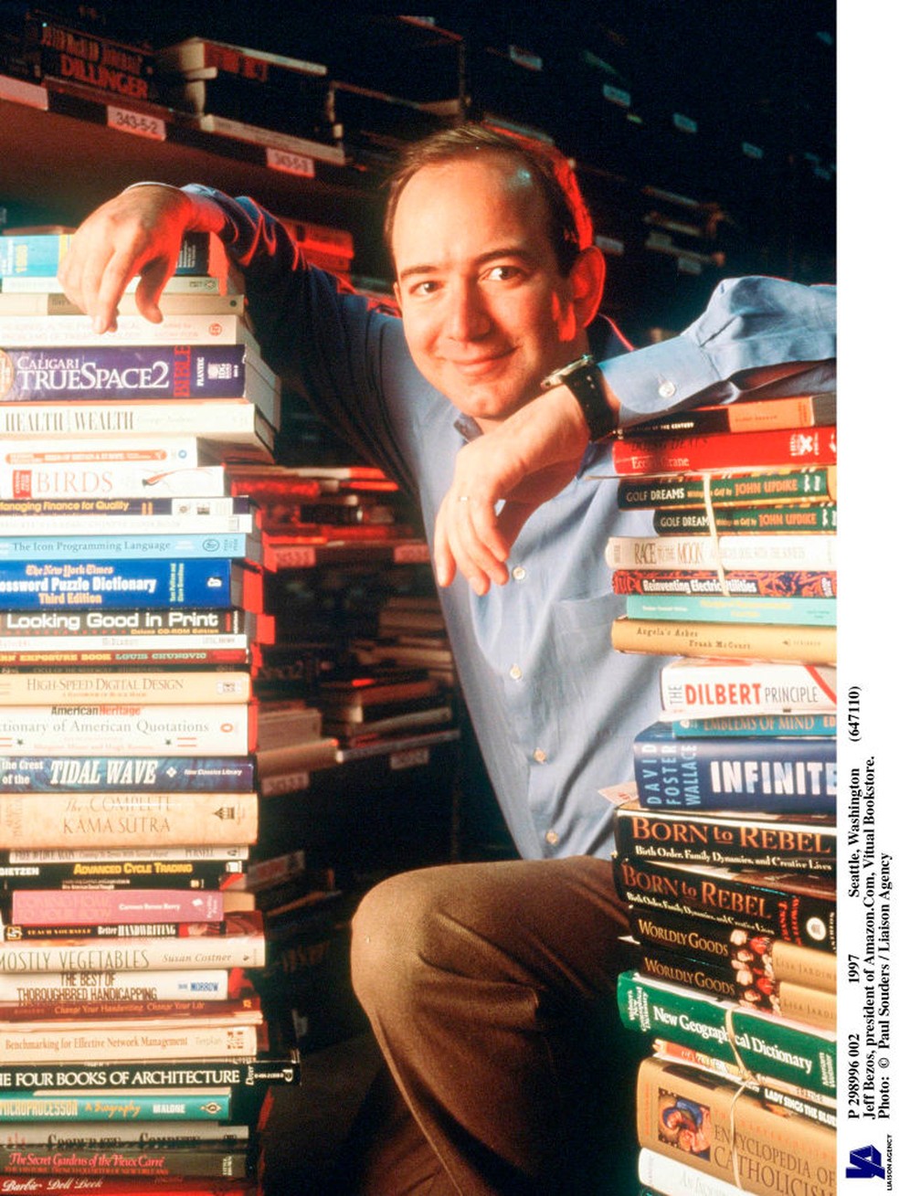 Jeff Bezos em 1997, três anos após a fundação da Amazon — Foto: Paul Souders/Getty Images
