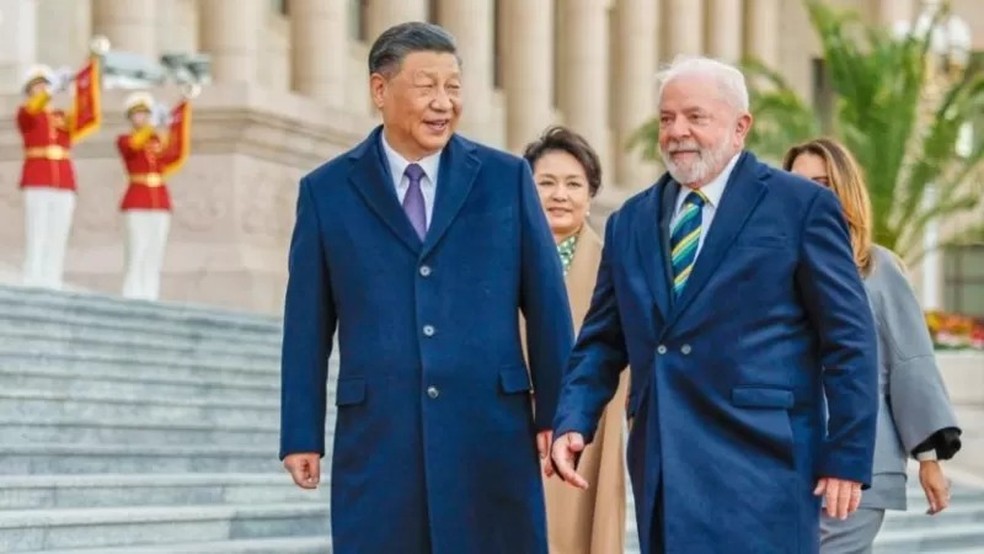 Lula foi recebido com pompa por Xi Jinping na China, em abril deste ano — Foto: RICARDO STUCKERT/PR via BBC
