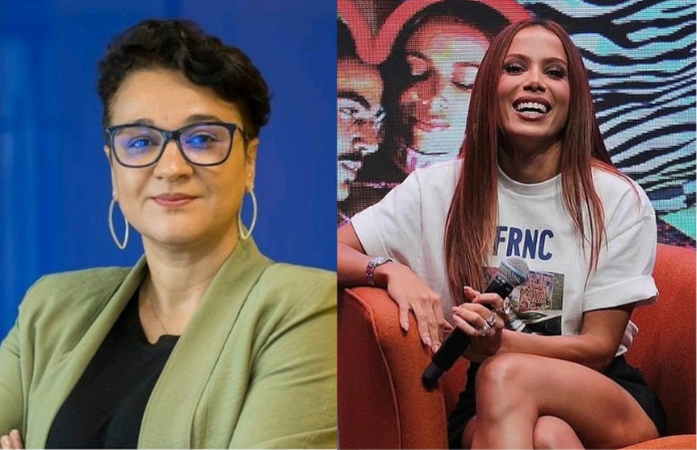 À esquerda, Tarciana Medeiros, presidente do Banco do Brasil; à direita, a cantora Anitta — Foto: Divulgação Redes Sociais