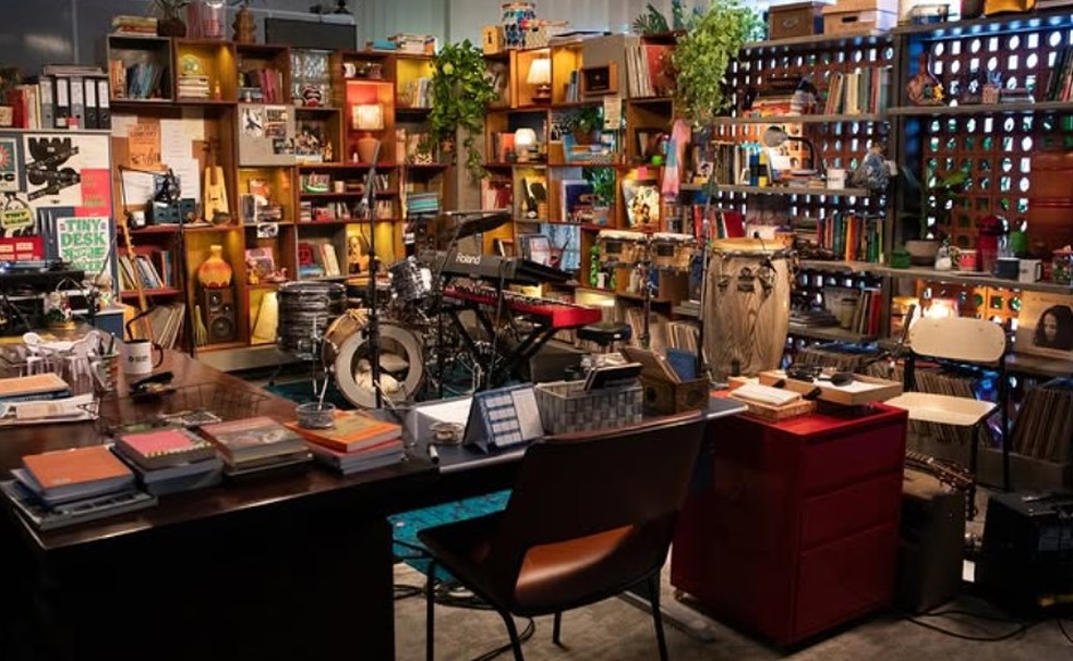Cenário do Tiny Desk Brasil, no escritório do Google, em São Paulo — Foto: Reprodução/Instagram