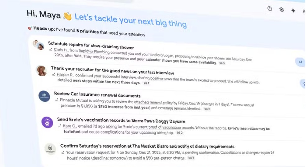 Novos recursos do Gemini são incorporados ao Gmail — Foto: Divulgação/Google