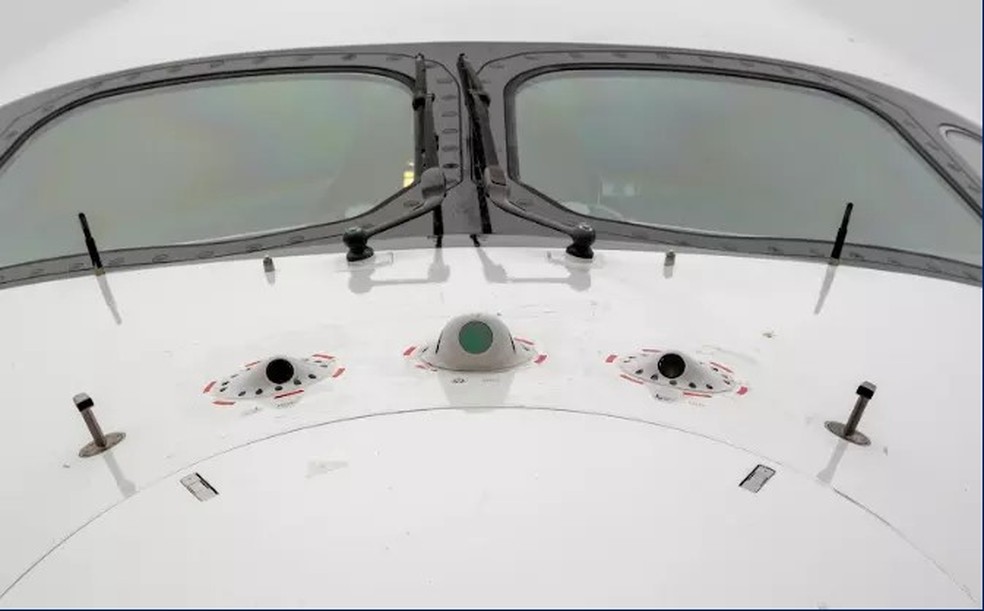 Sensores do sistema DragonFly instalados no A350 — Foto: Divulgação/Airbus