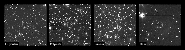 Asteriodes troianos captados pela sonda Lucy — Foto: NASA/Reprodução