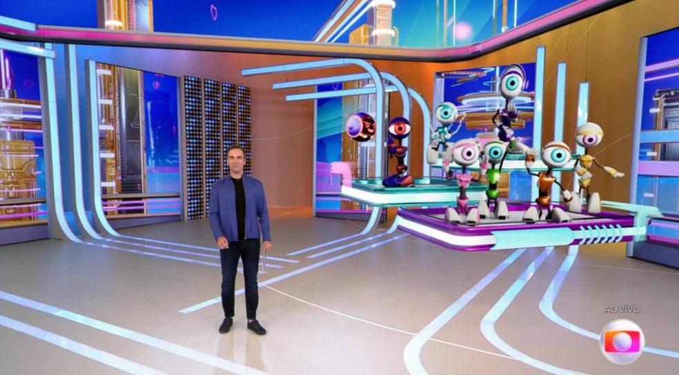 Novo estúdio: o reality recebeu um upgrade para proporcionar uma sensação de amplitude pela combinação de elementos reais e virtuais — Foto: Reprodução/TV Globo