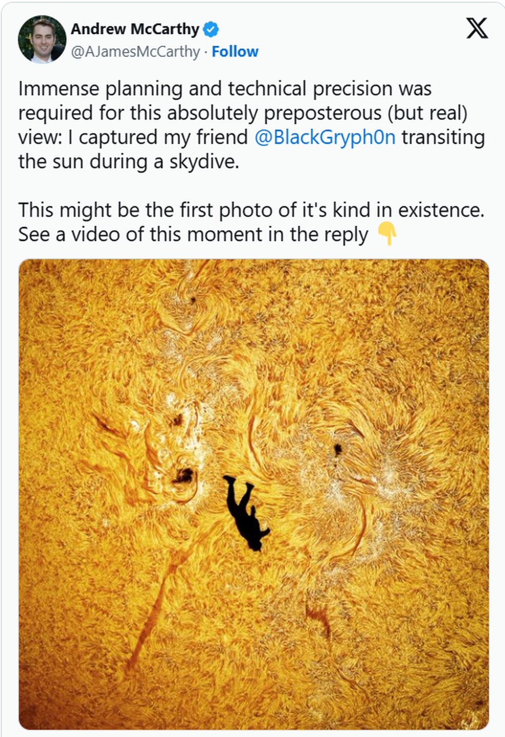 Post de Andrew McCarthy no X — Foto: Reprodução