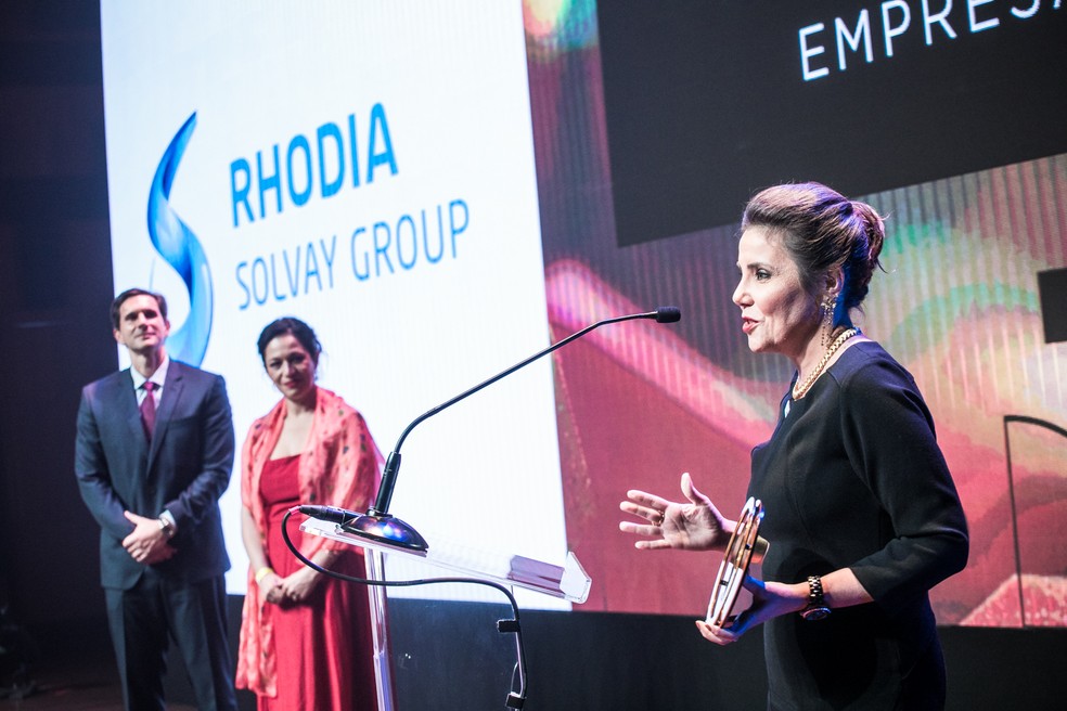  Daniela Menique, presidente da Rhodia, a Empresa do Ano, discursa na cerimônia de premiação do 360º 2022 — Foto: Keiny Andrade/Época NEGÓCIOS