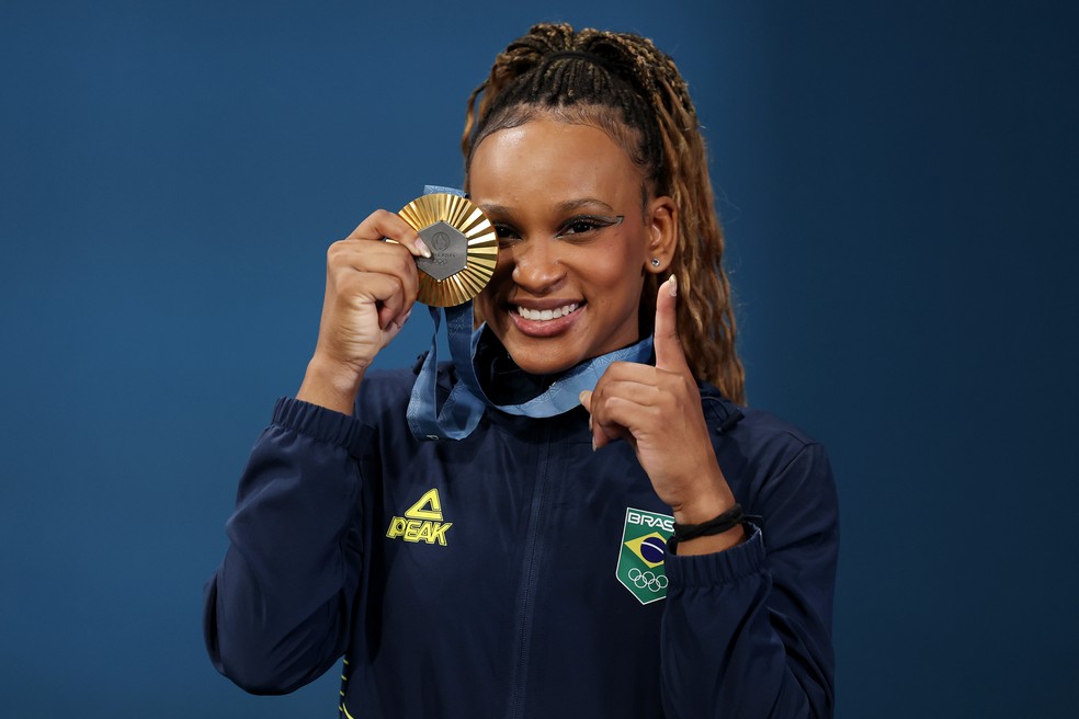Rebeca Andrade conquista medalha de ouro nas Olimpíadas de Paris — Foto: Jamie Squire/Getty Images