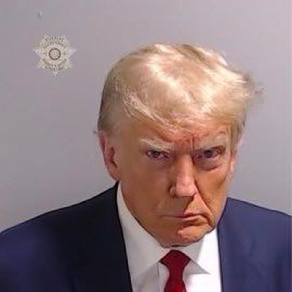 Mug shot de Donald Trump divulgado na última quinta-feira, 24 de agosto — Foto: Divulgação/Fulton County Sheriff’s Office