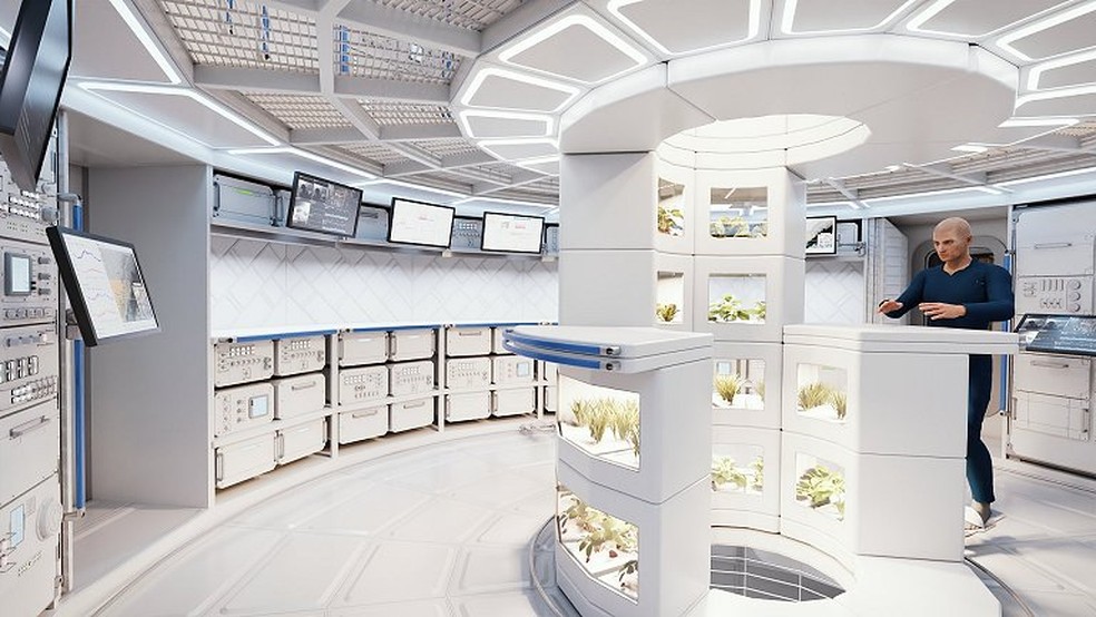 O ambiente foi pensado para tornar a estadia mais confortável para os astronautas — Foto: Divulgação Airbus