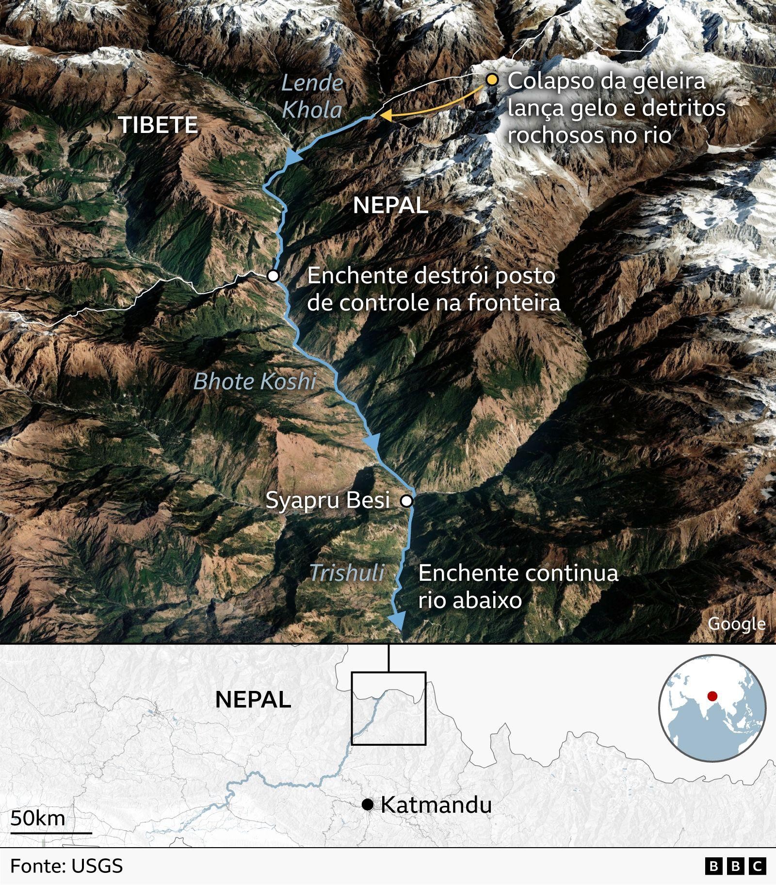 Os mapas e gráficos que mostram a magnitude da destruição de avalanche no Nepal e Tibete - QTU Questões do Universo