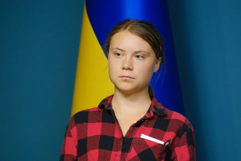 Greta Thunberg, ativista climática, foi acusada de desobedecer ordem policial — Foto: Getty Images