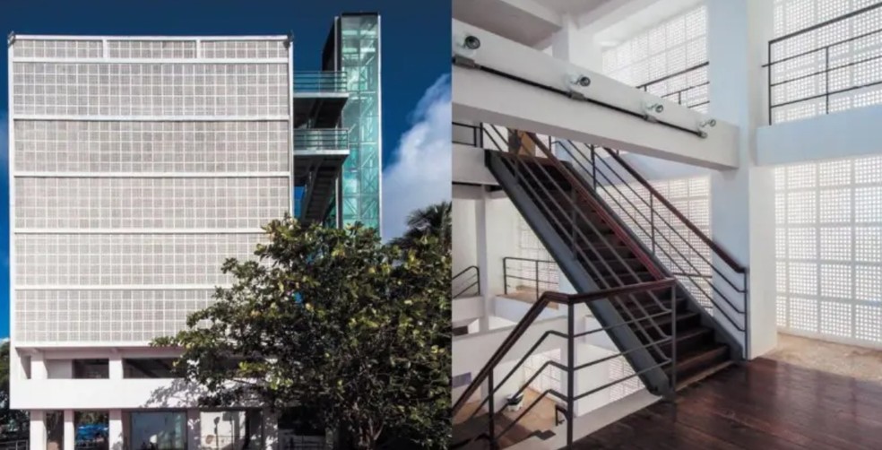 Caixa-d'água de Olinda tem os primeiros cobogós — Foto: Josivan Rodrigues/Cortesia/BBC